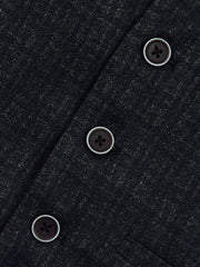 Dark Grey Checkered Suit Vest With Bow