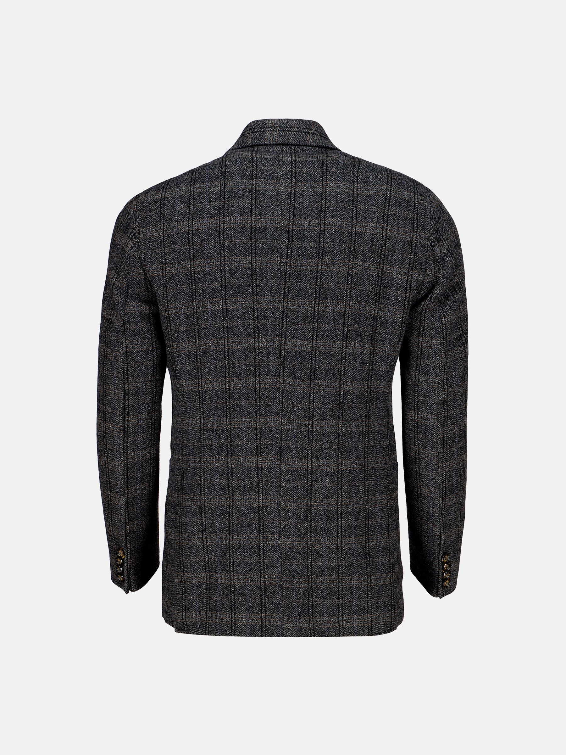 Dark Grey Checkered Wool Cashmere Blazer - Sartoria
