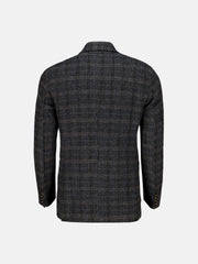 Dark Grey Checkered Wool Cashmere Blazer - Sartoria