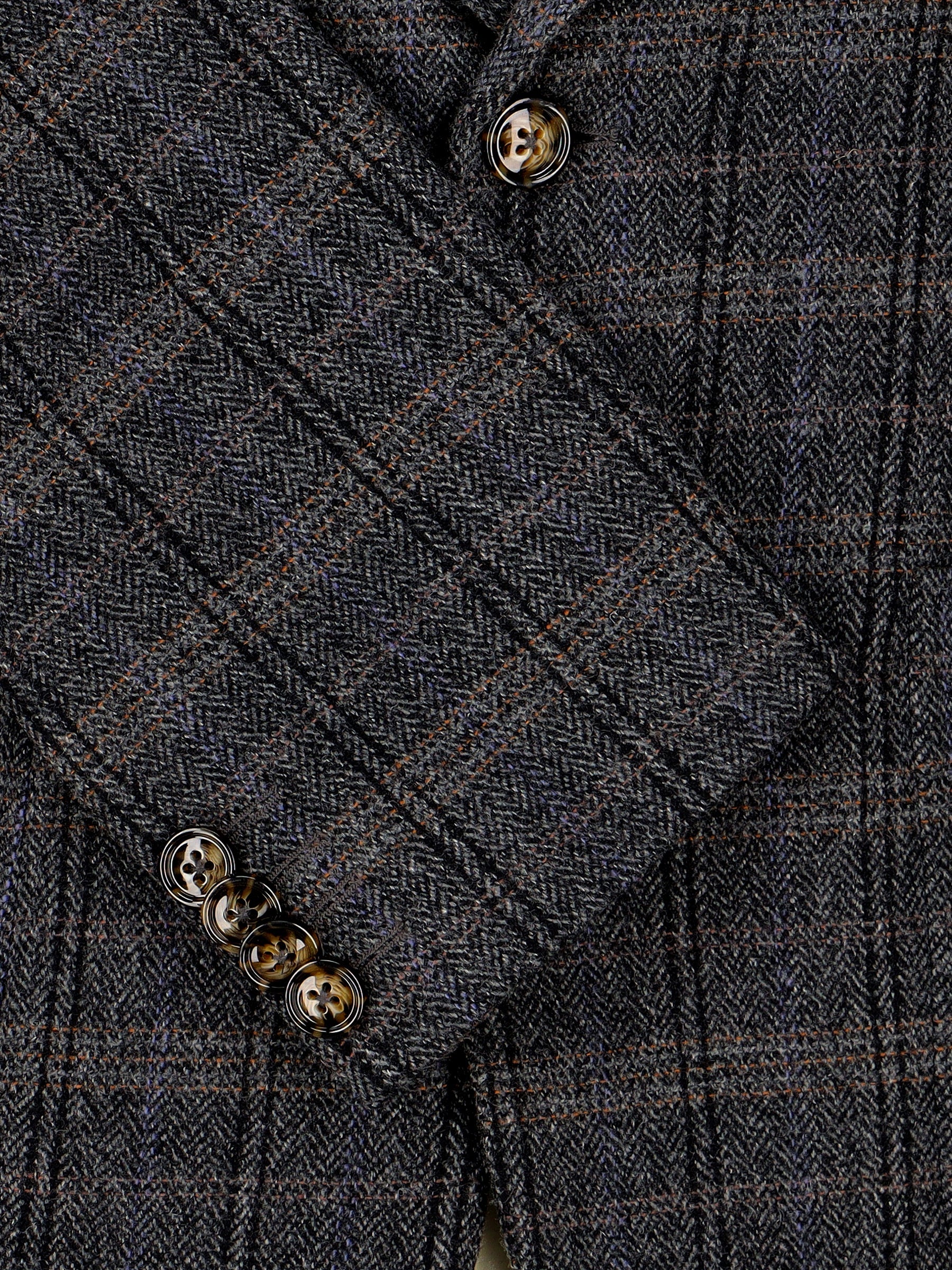 Dark Grey Checkered Wool Cashmere Blazer - Sartoria