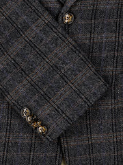 Dark Grey Checkered Wool Cashmere Blazer - Sartoria