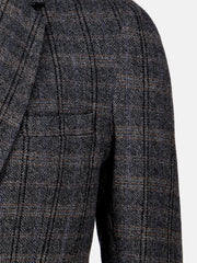 Dark Grey Checkered Wool Cashmere Blazer - Sartoria