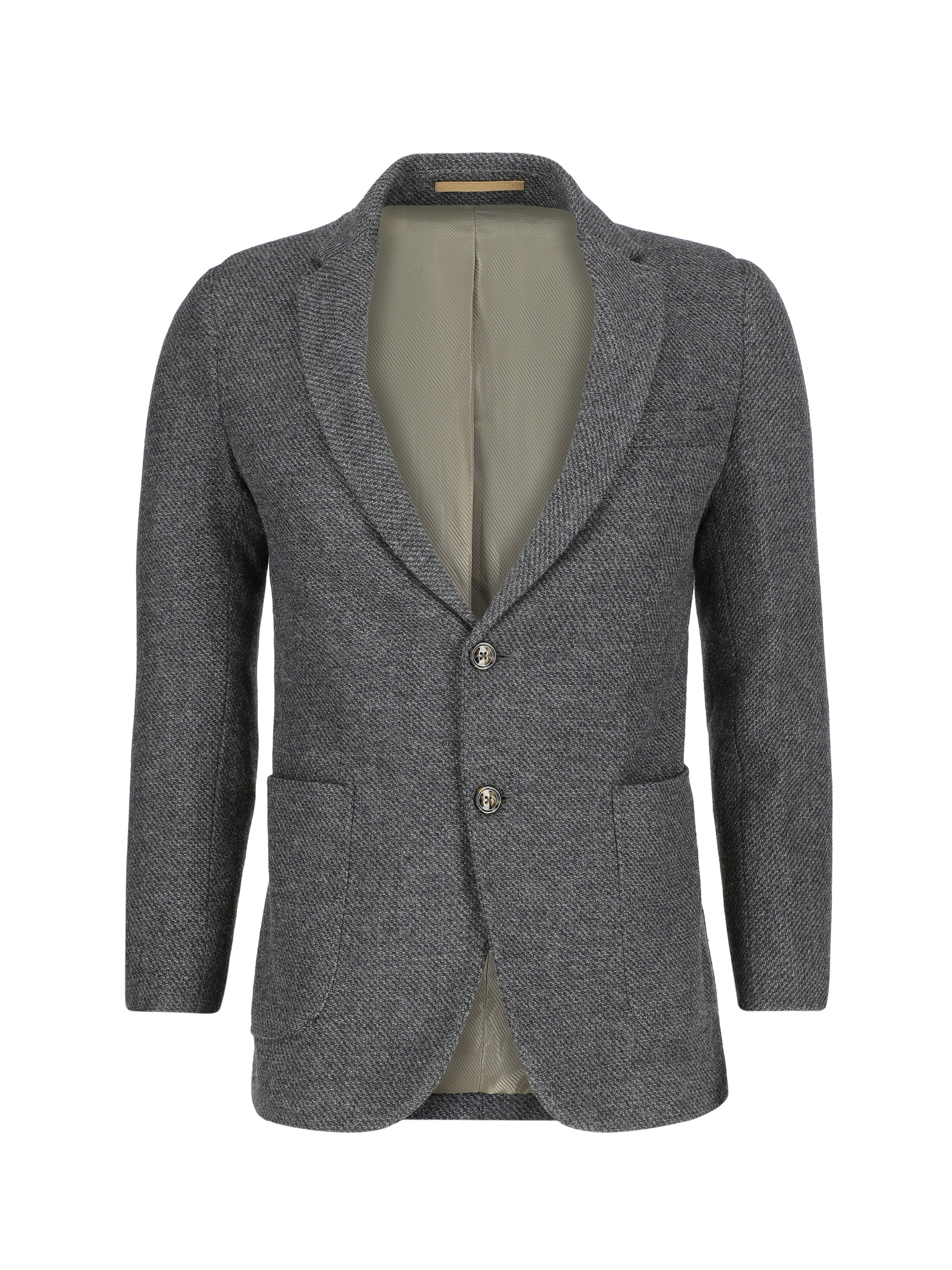 Dark Grey Dobby Structured Wool & Cashmere Blazer - Sartoria