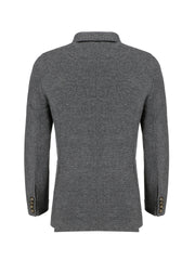 Dark Grey Dobby Structured Wool & Cashmere Blazer - Sartoria
