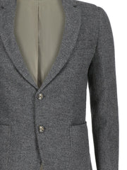 Dark Grey Dobby Structured Wool & Cashmere Blazer - Sartoria
