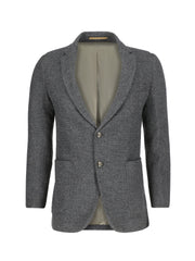 Dark Grey Dobby Structured Wool & Cashmere Blazer - Sartoria