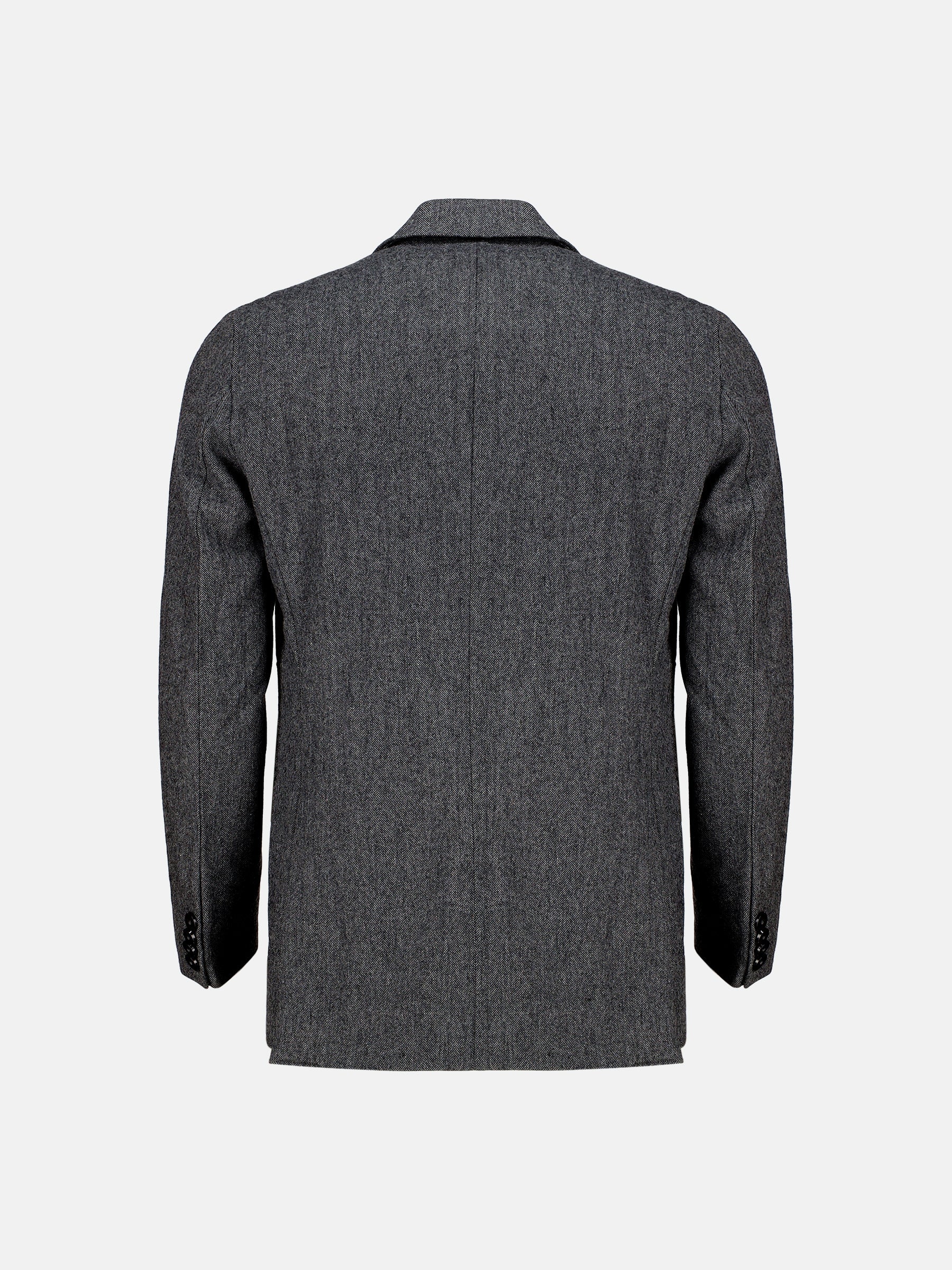 Dark Grey Herringbone Wool Cashmere Blazer - Sartoria