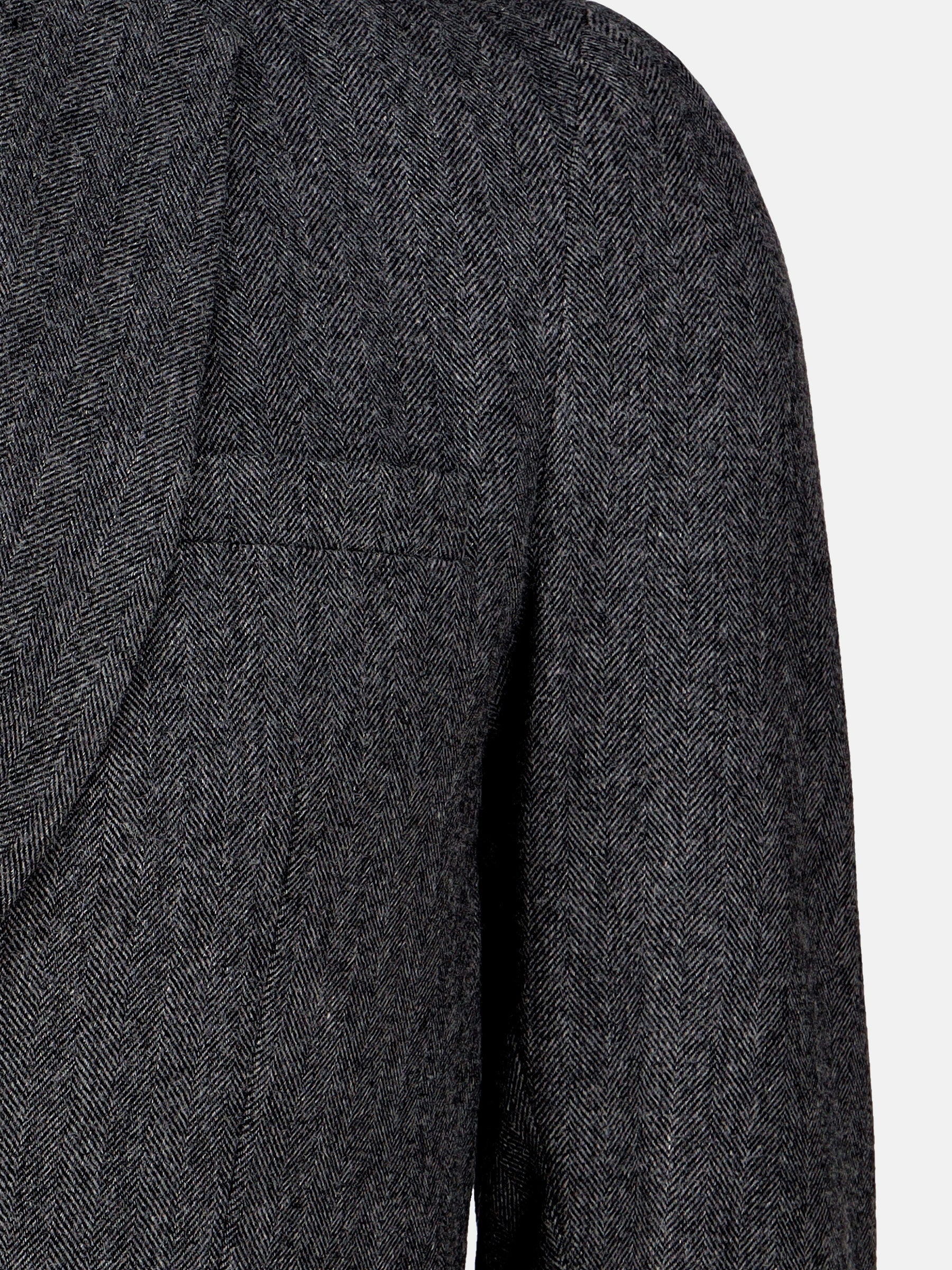 Dark Grey Herringbone Wool Cashmere Blazer - Sartoria