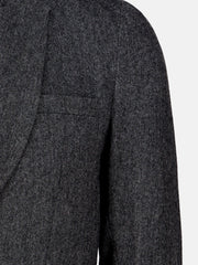 Dark Grey Herringbone Wool Cashmere Blazer - Sartoria