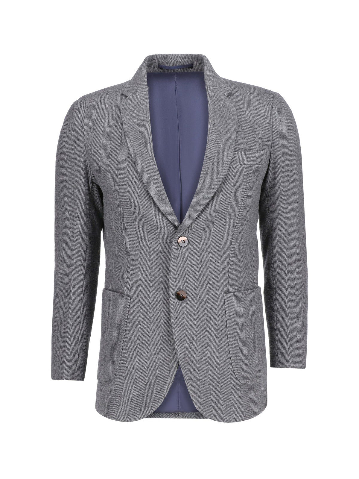 Dark Grey Herringone Wool & Cashmere Blazer - Sartoria