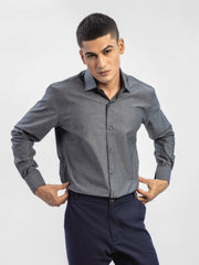 Dark Grey Melange Formal Shirt