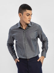 Dark Grey Melange Formal Shirt