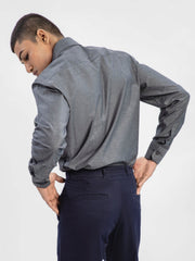 Dark Grey Melange Formal Shirt
