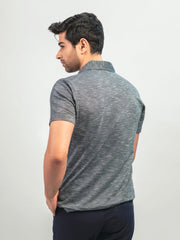 Dark Grey Mercerized Pique Polo With Cutaway Collar