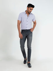 Dark Grey Washed Slim Fit Jeans With Stretch