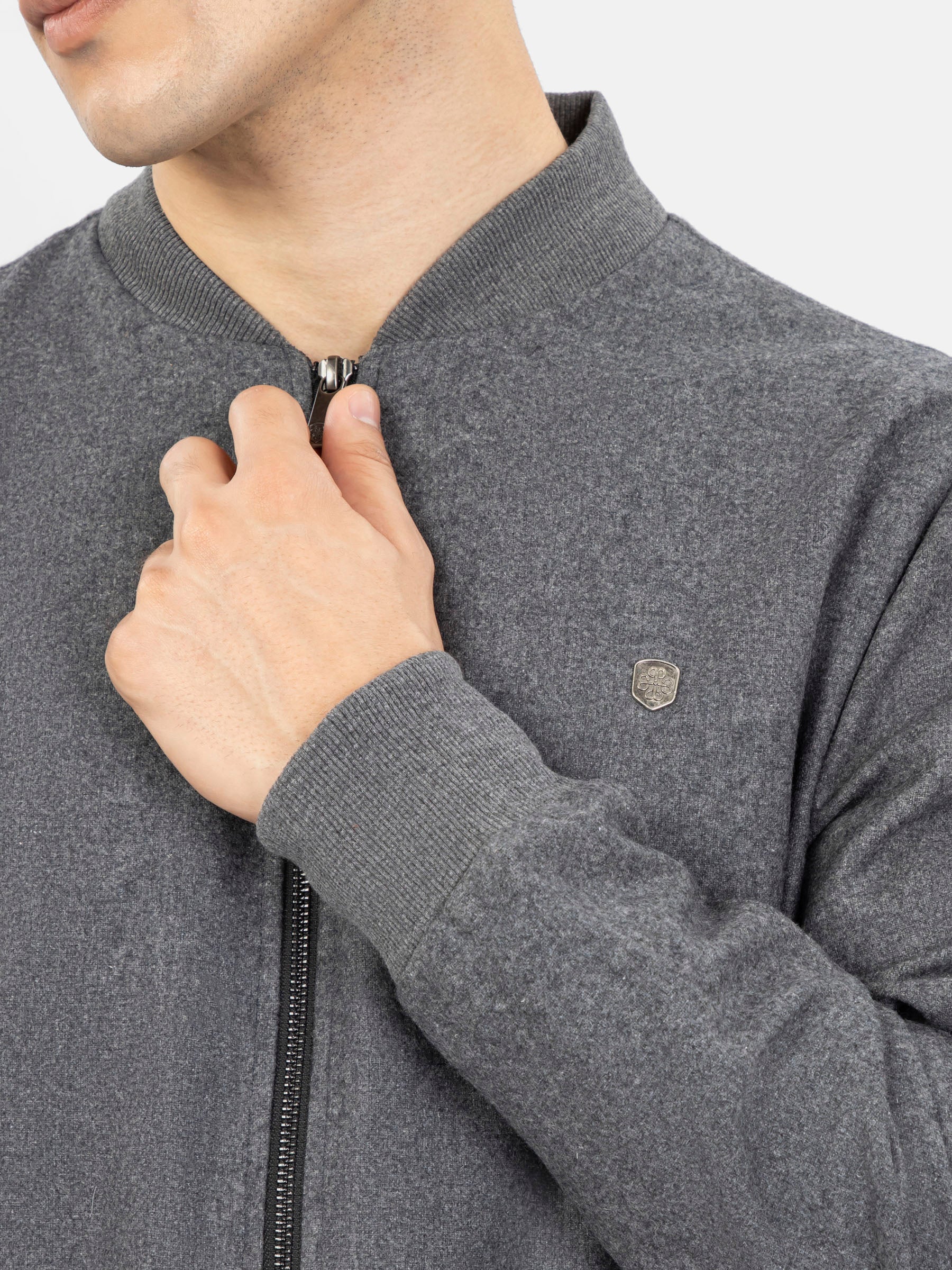 Dark Grey Wool Bomber Jacket