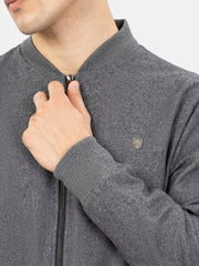 Dark Grey Wool Bomber Jacket