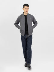 Dark Grey Wool Bomber Jacket
