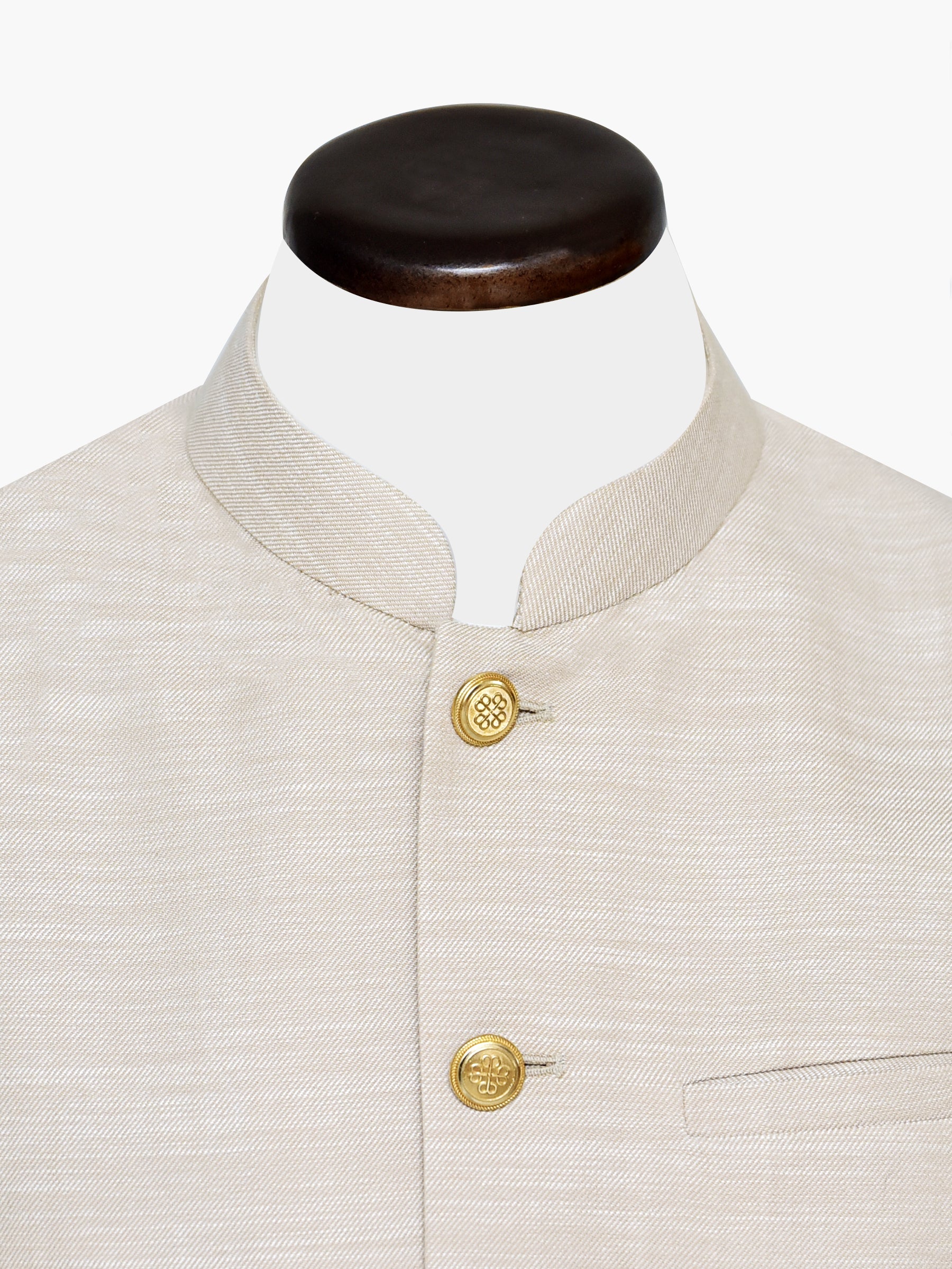 Ecru Beige Textured Waistcoat