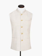 Ecru Beige Textured Waistcoat