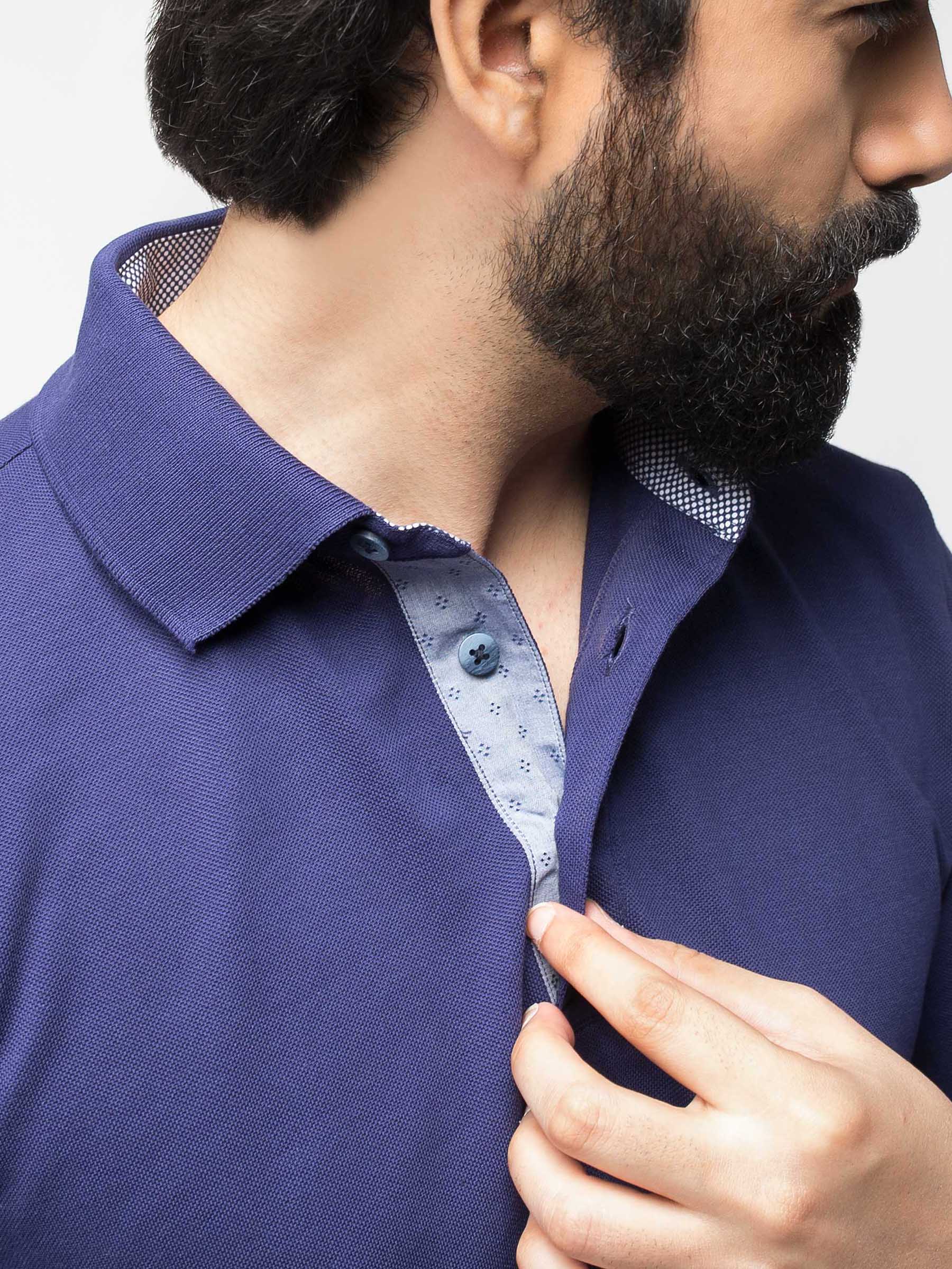 Full Sleeve Navy Pima Polo Shirt