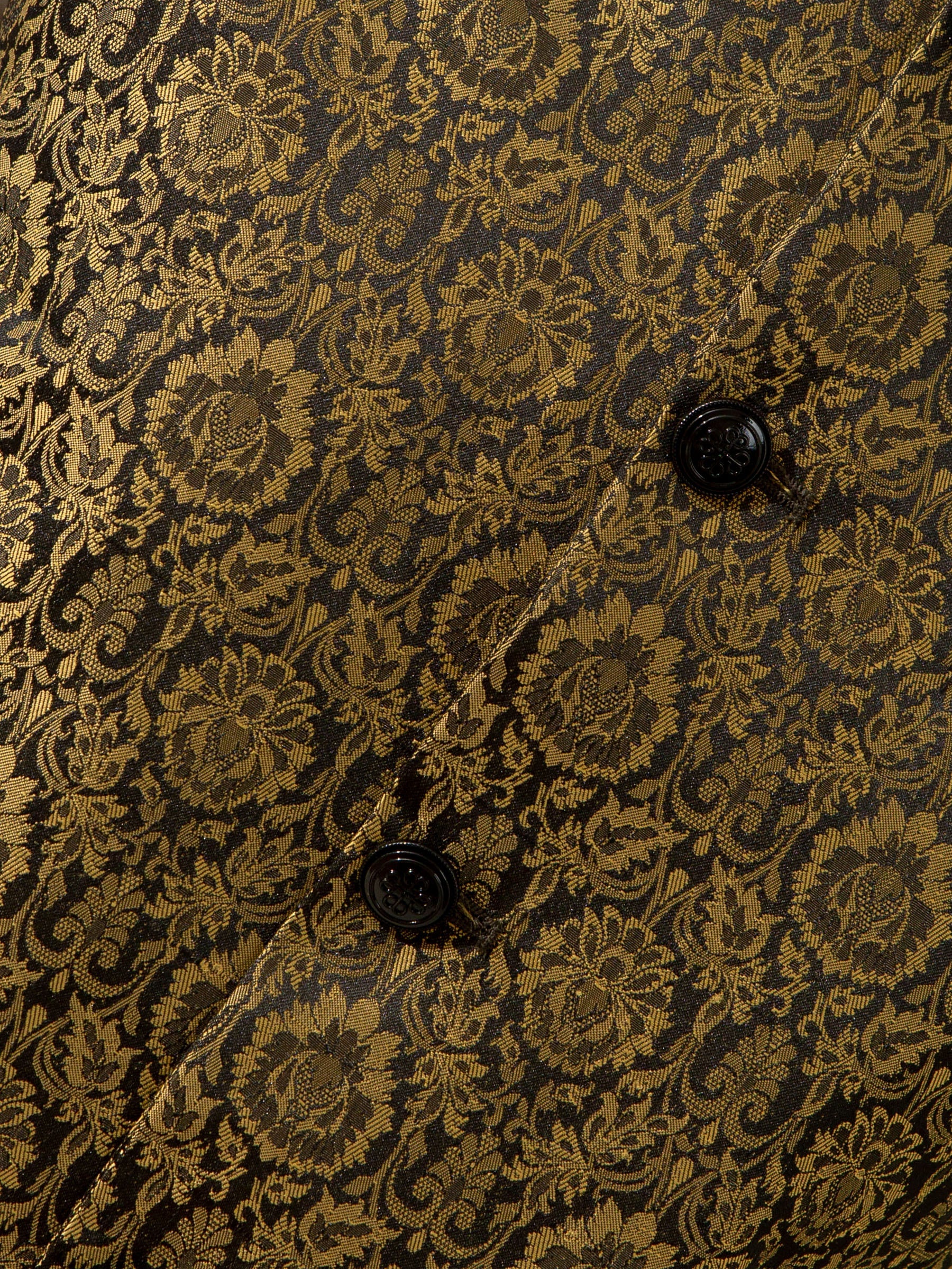 Golden & Black Floral Patterned Waistcoat
