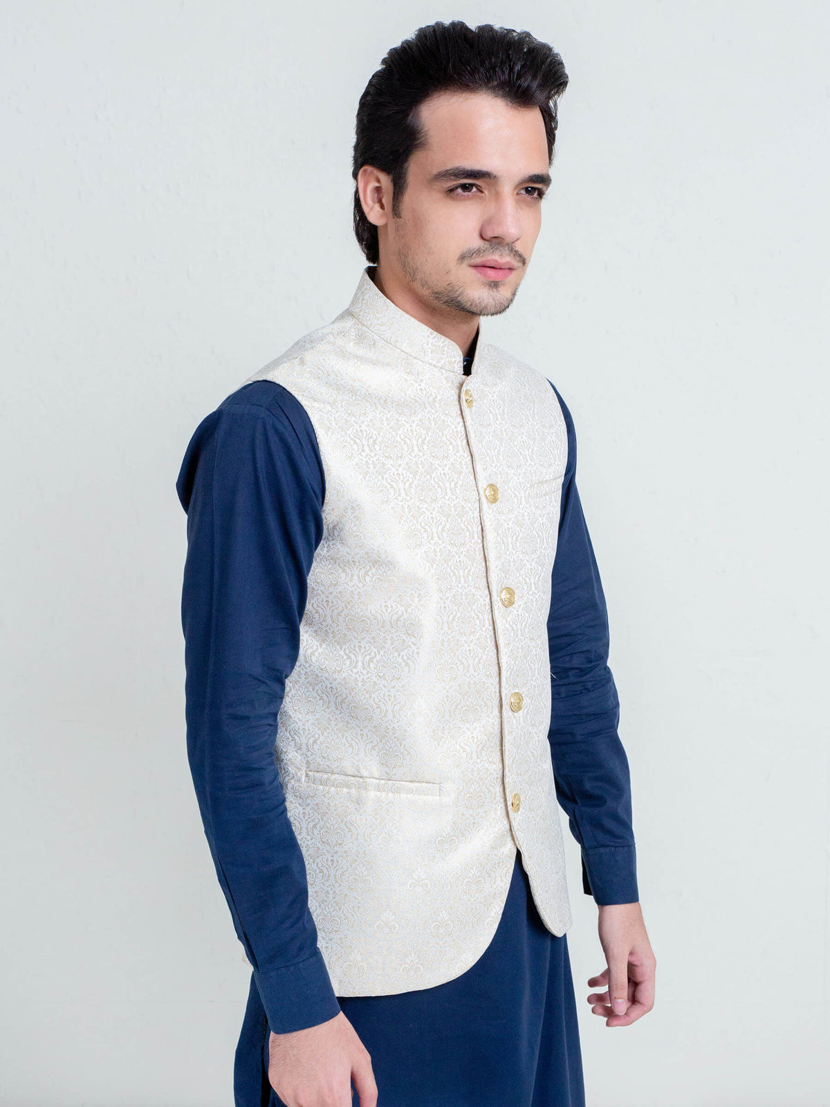 Golden Floral Patterned Waistcoat