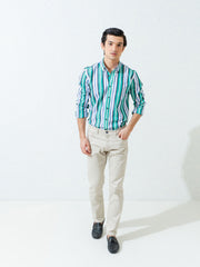 Green Bold Striped Shirt