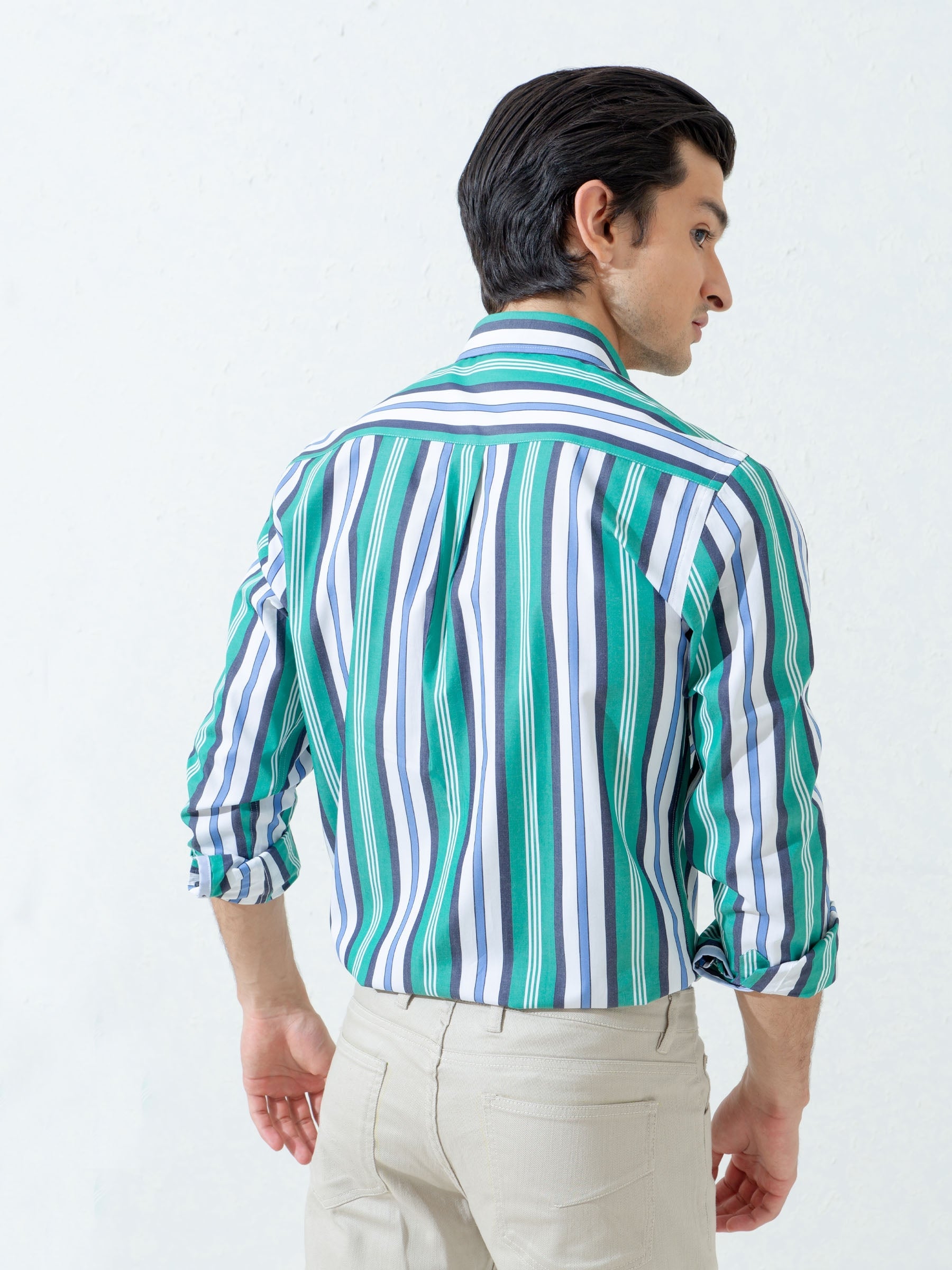 Green Bold Striped Shirt