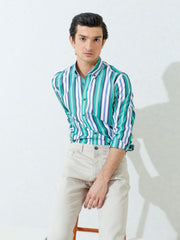 Green Bold Striped Shirt