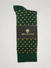 Green Cotton Socks with Yellow Dots
