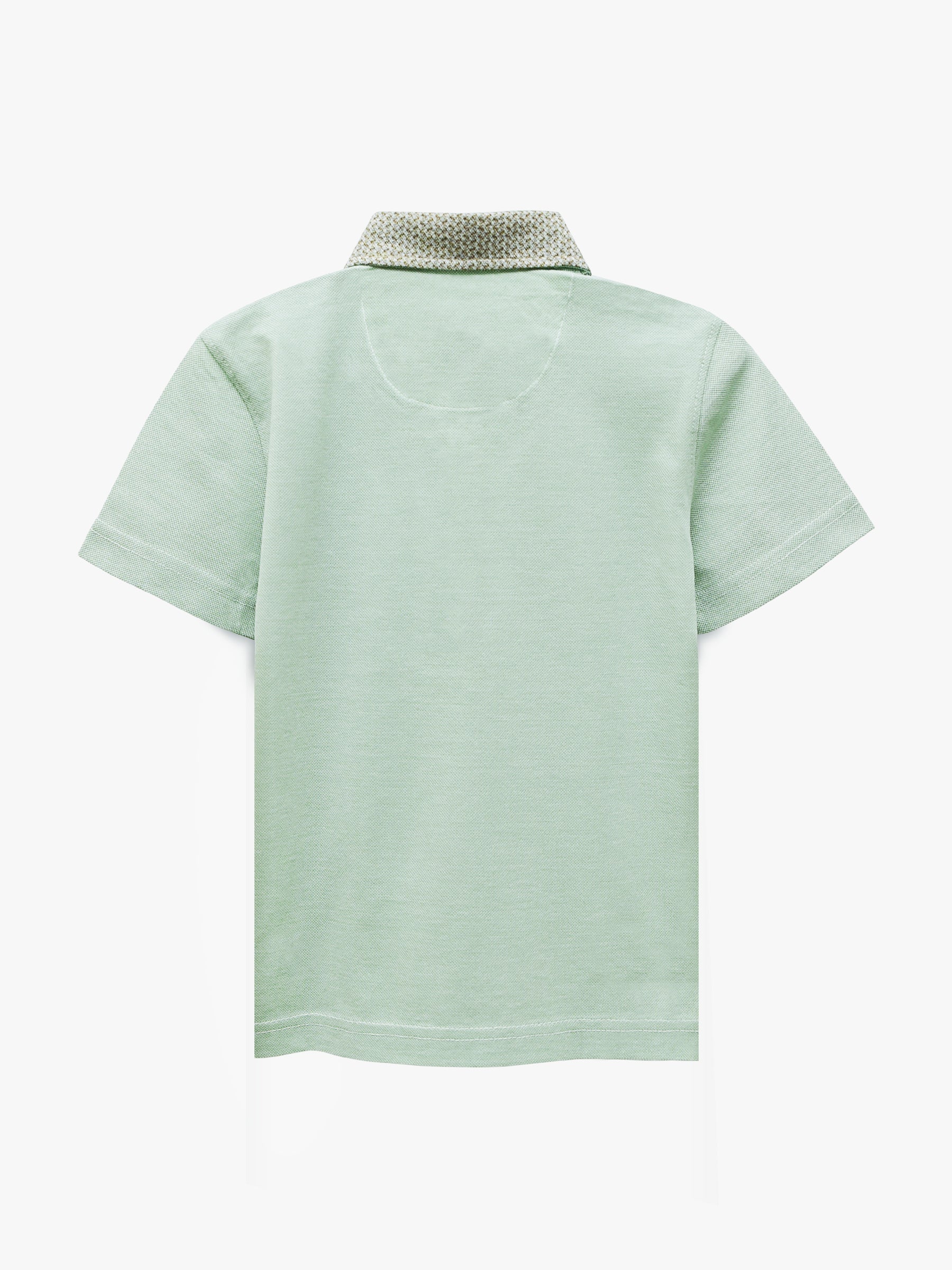 Green Dobby Casual Polo With Contrasting Collar