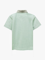 Green Dobby Casual Polo With Contrasting Collar