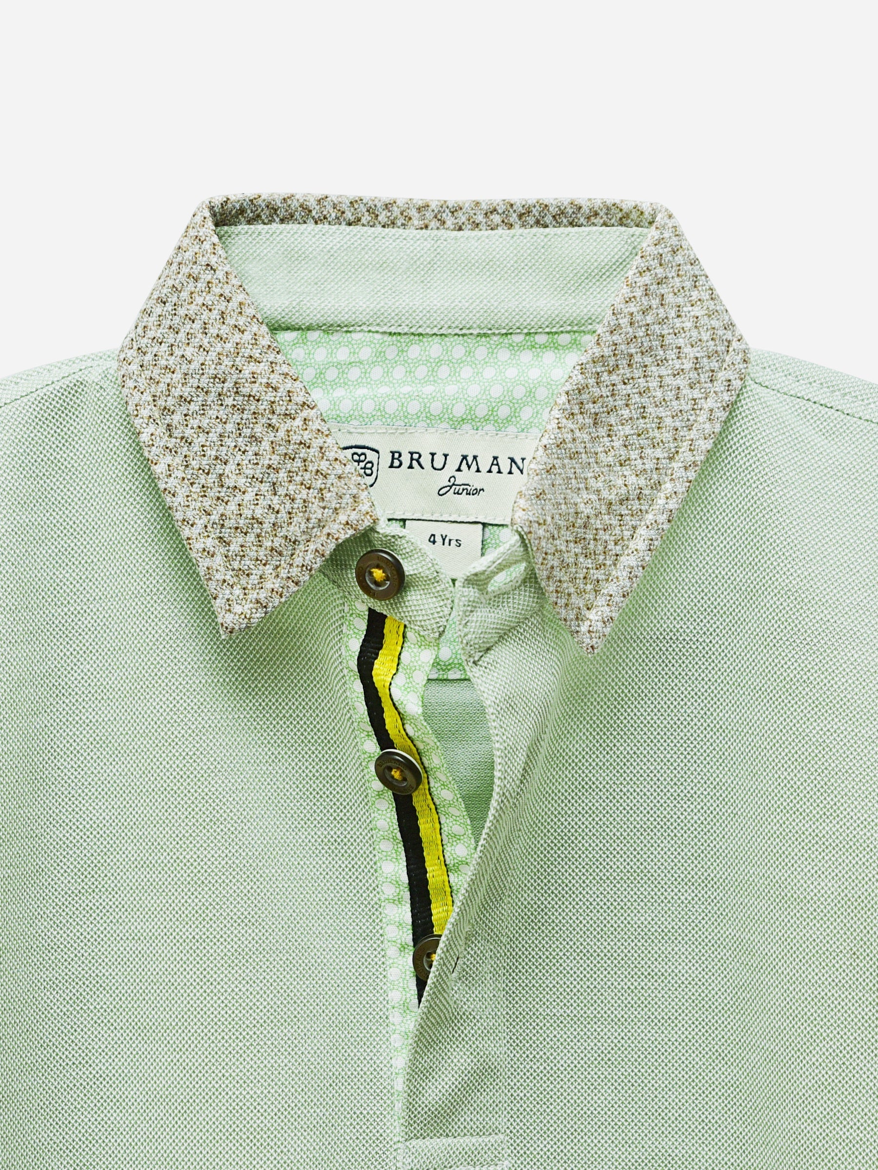Green Dobby Casual Polo With Contrasting Collar