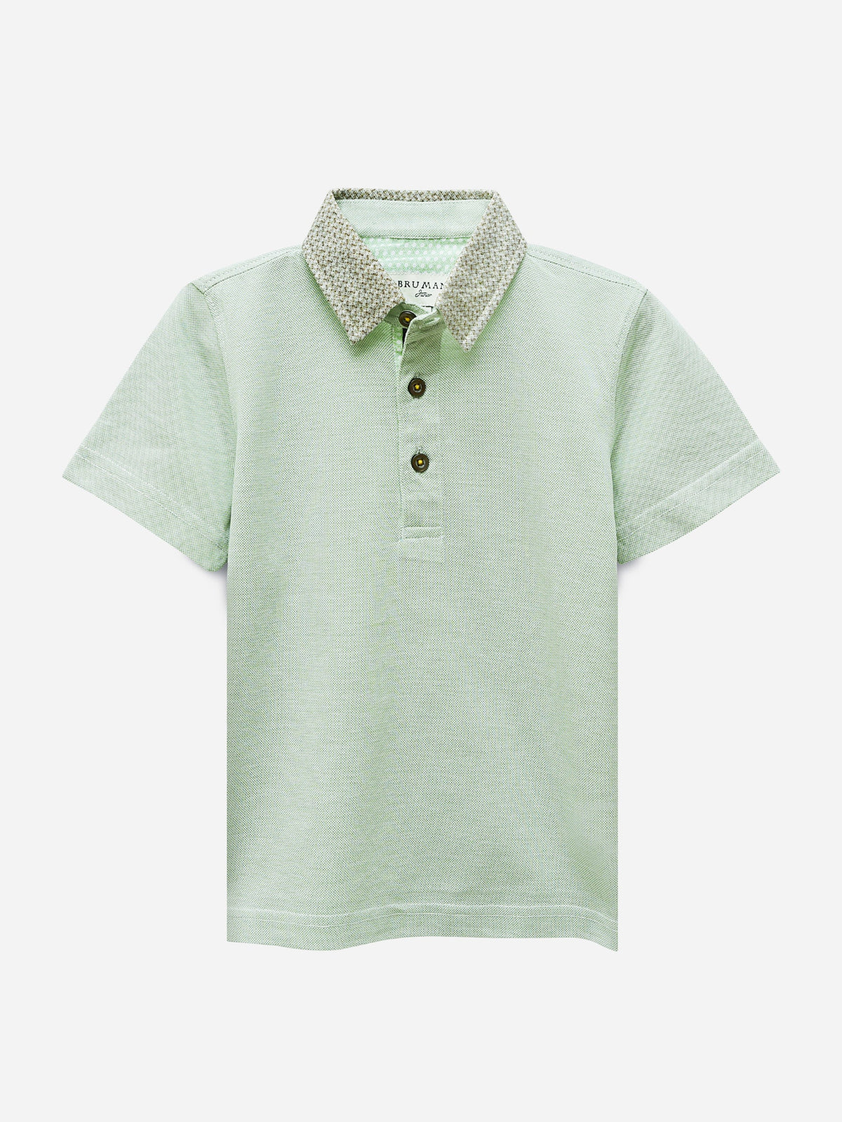 Green Dobby Casual Polo With Contrasting Collar