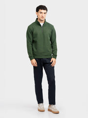 Green Fleece Mock Neck Quarter Zipper