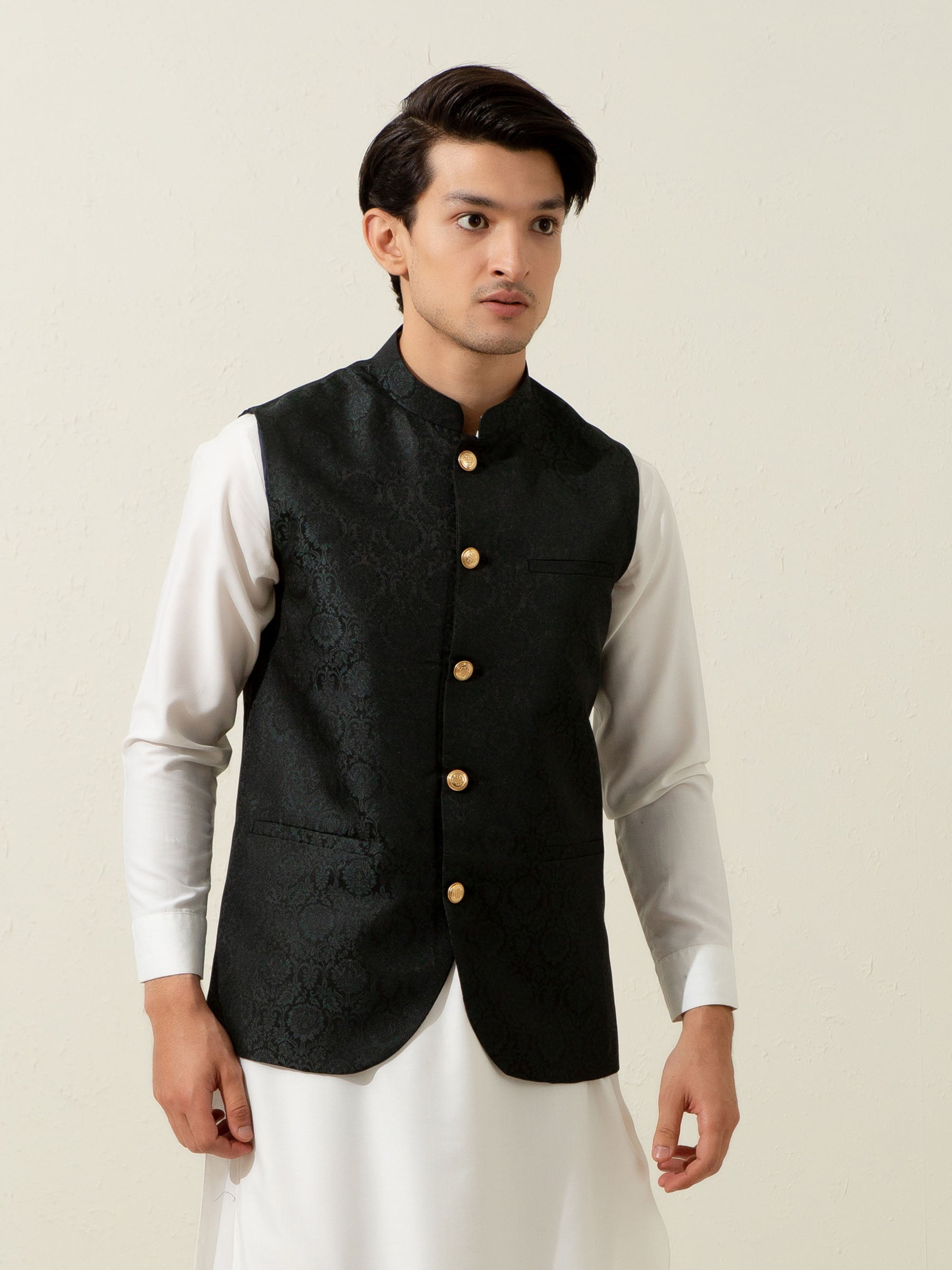 Green Floral Patterned Waistcoat