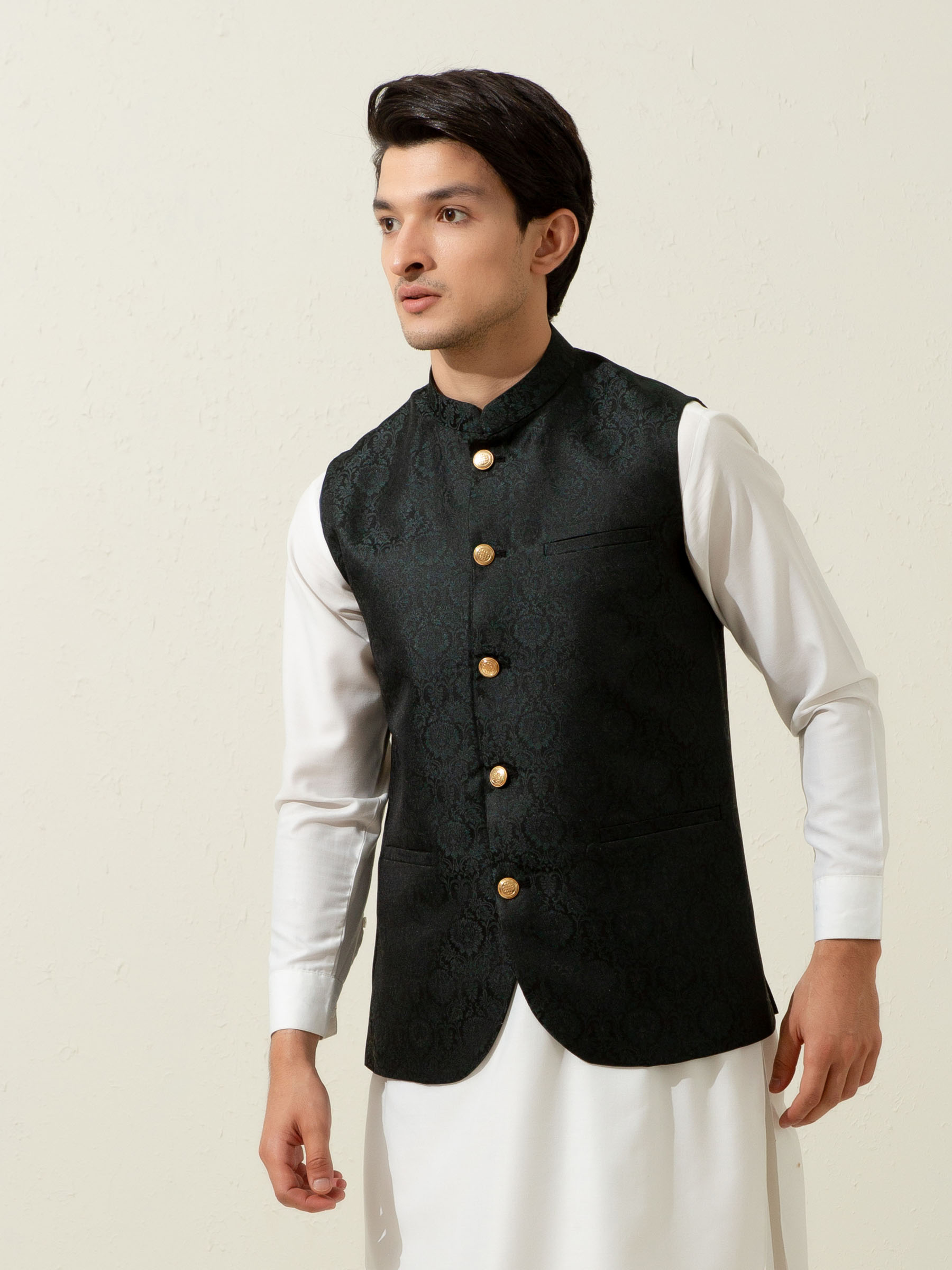 Green Floral Patterned Waistcoat