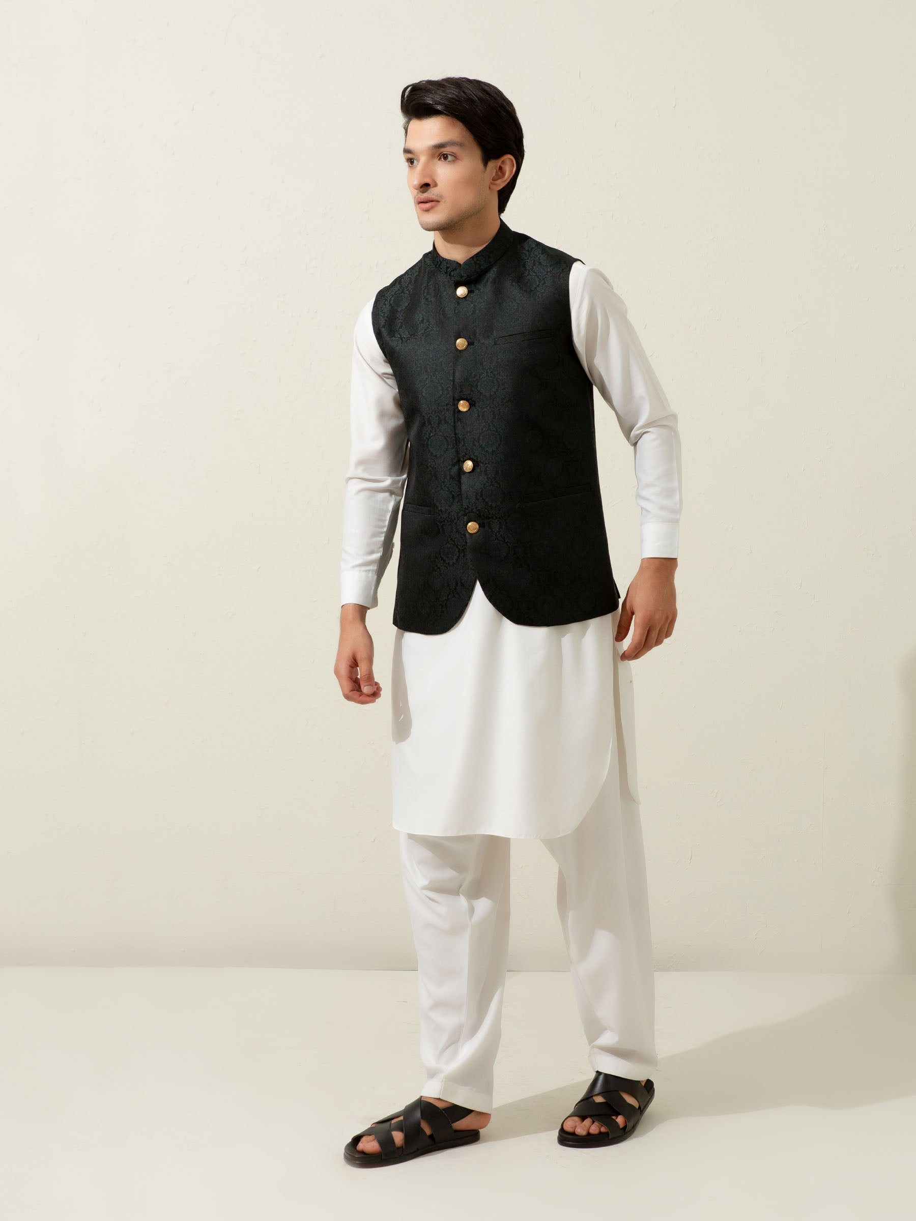 Green Floral Patterned Waistcoat