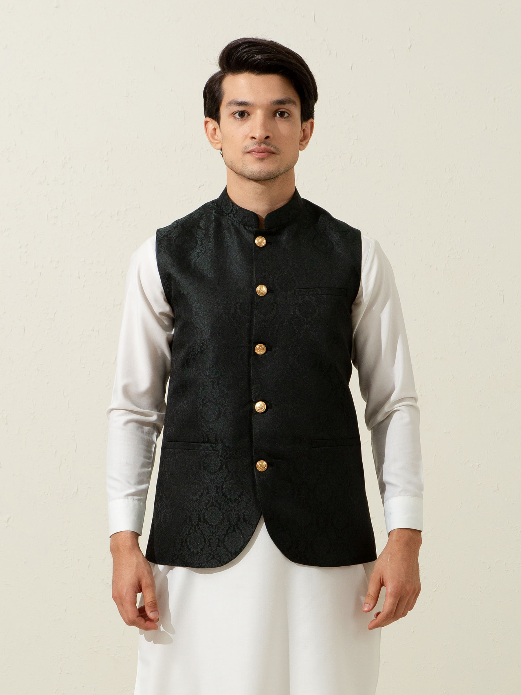 Green Floral Patterned Waistcoat