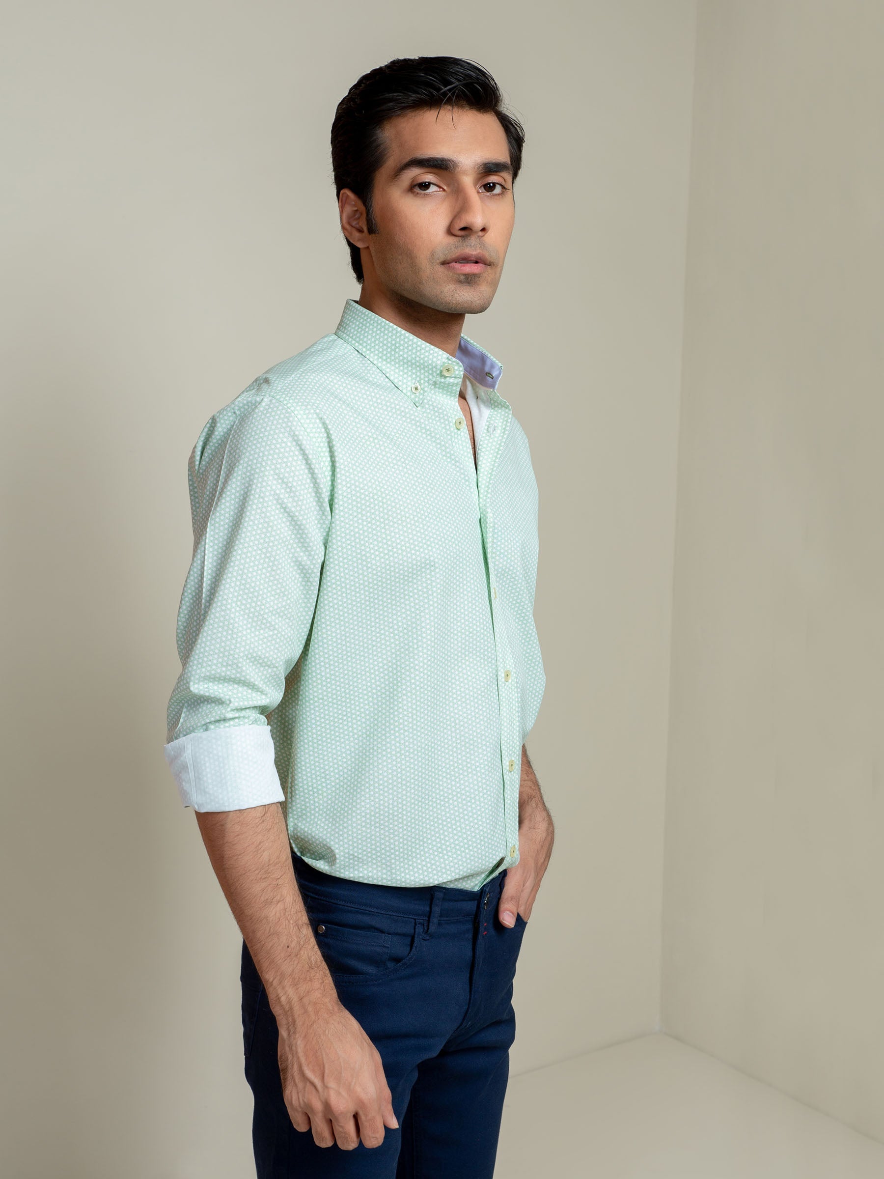 Green Geo Printed Shirt