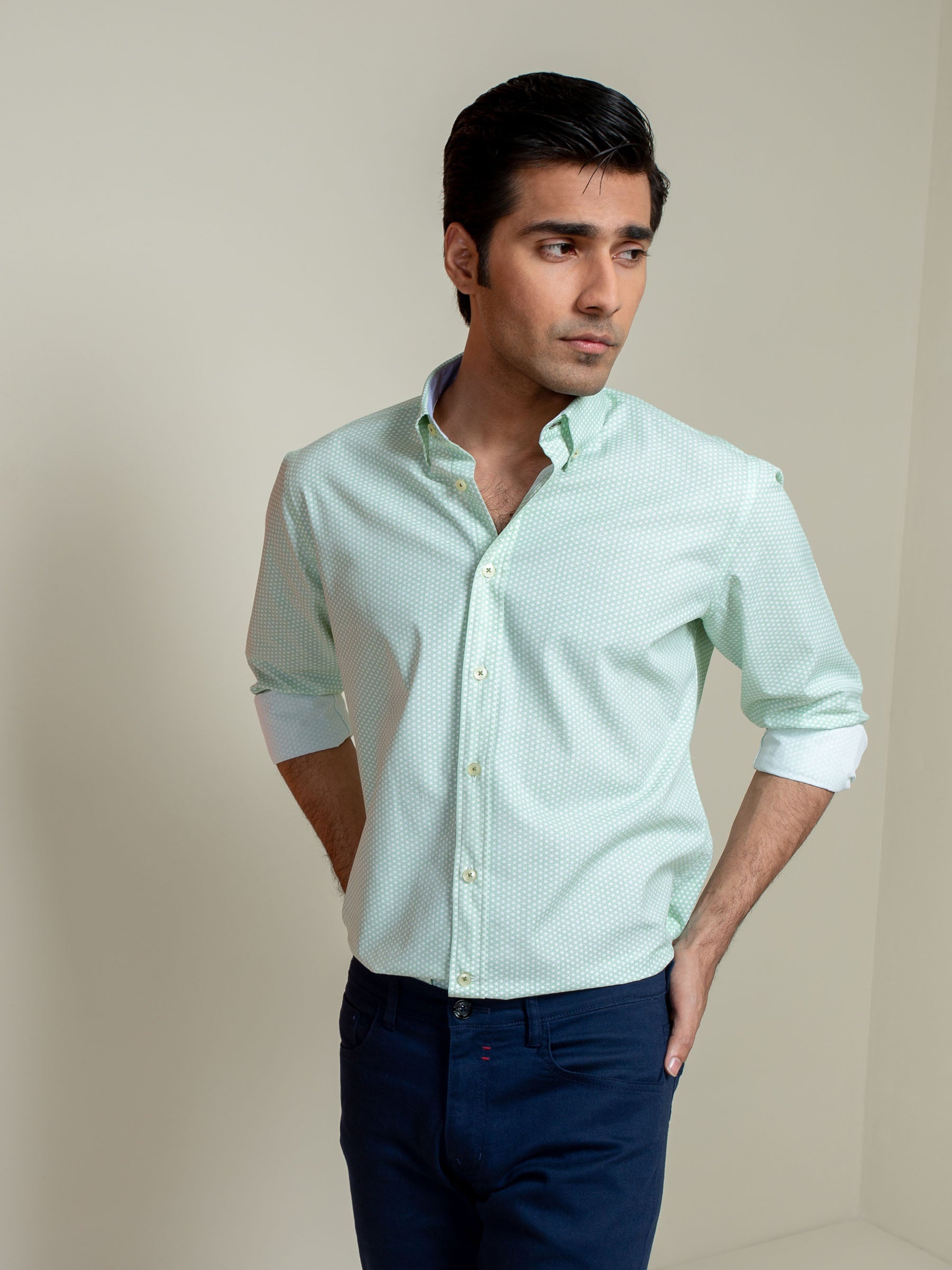 Green Geo Printed Shirt