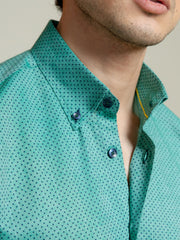 Green Polka Dot Half Sleeve Shirt