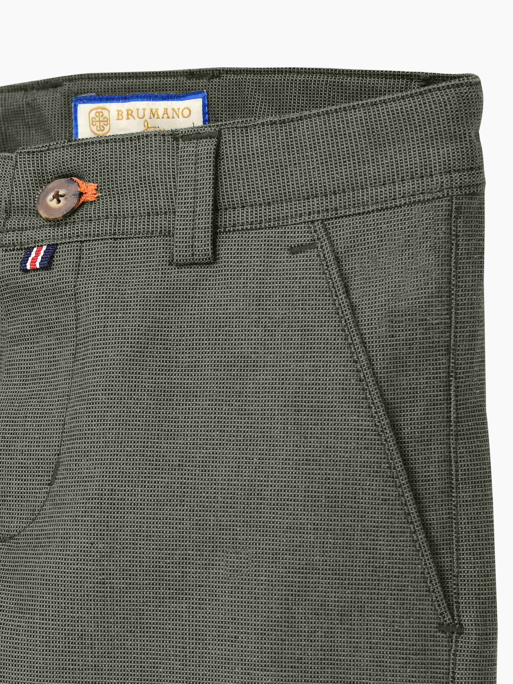 Green Structured Casual Trouser