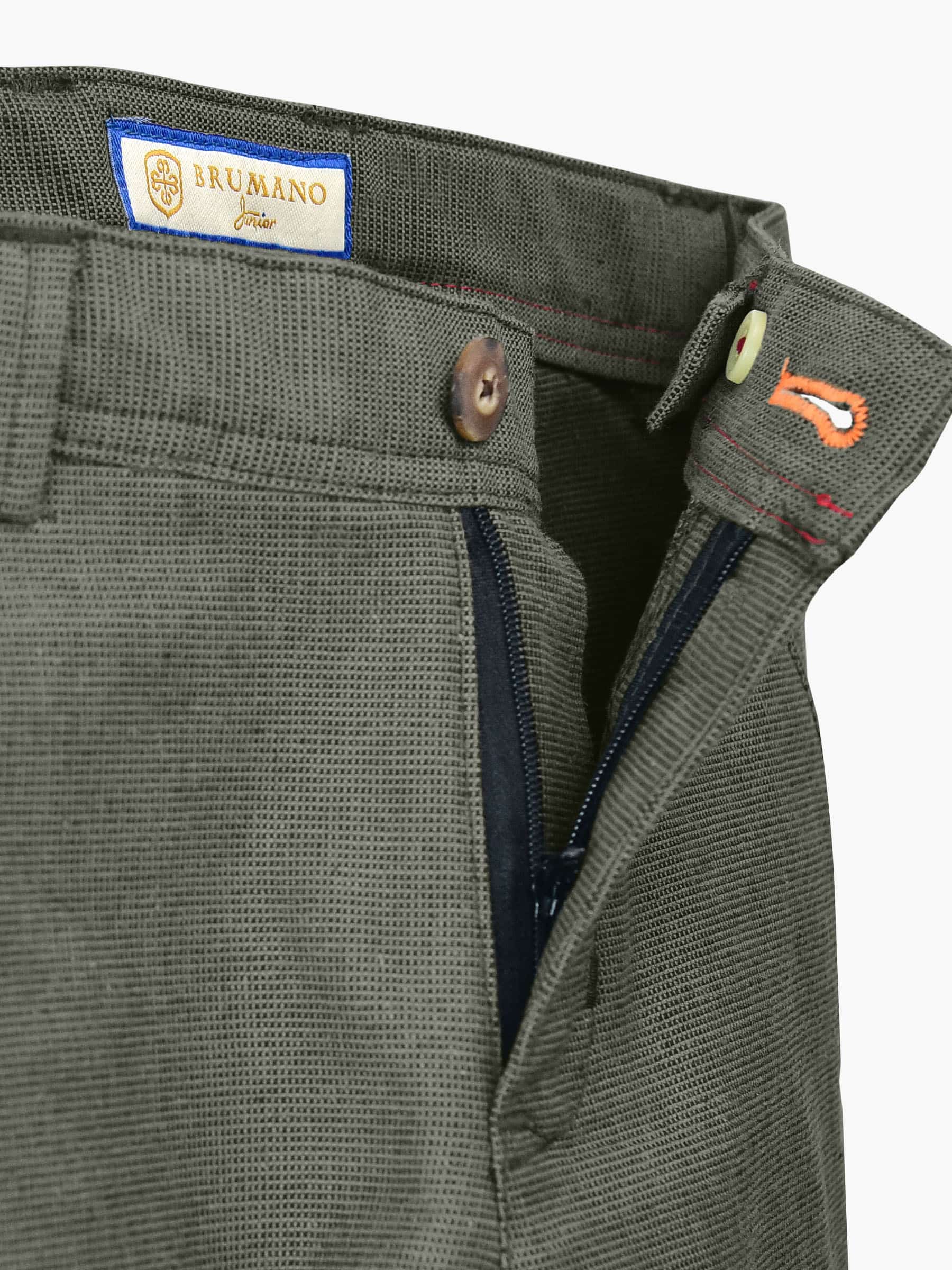 Green Structured Casual Trouser