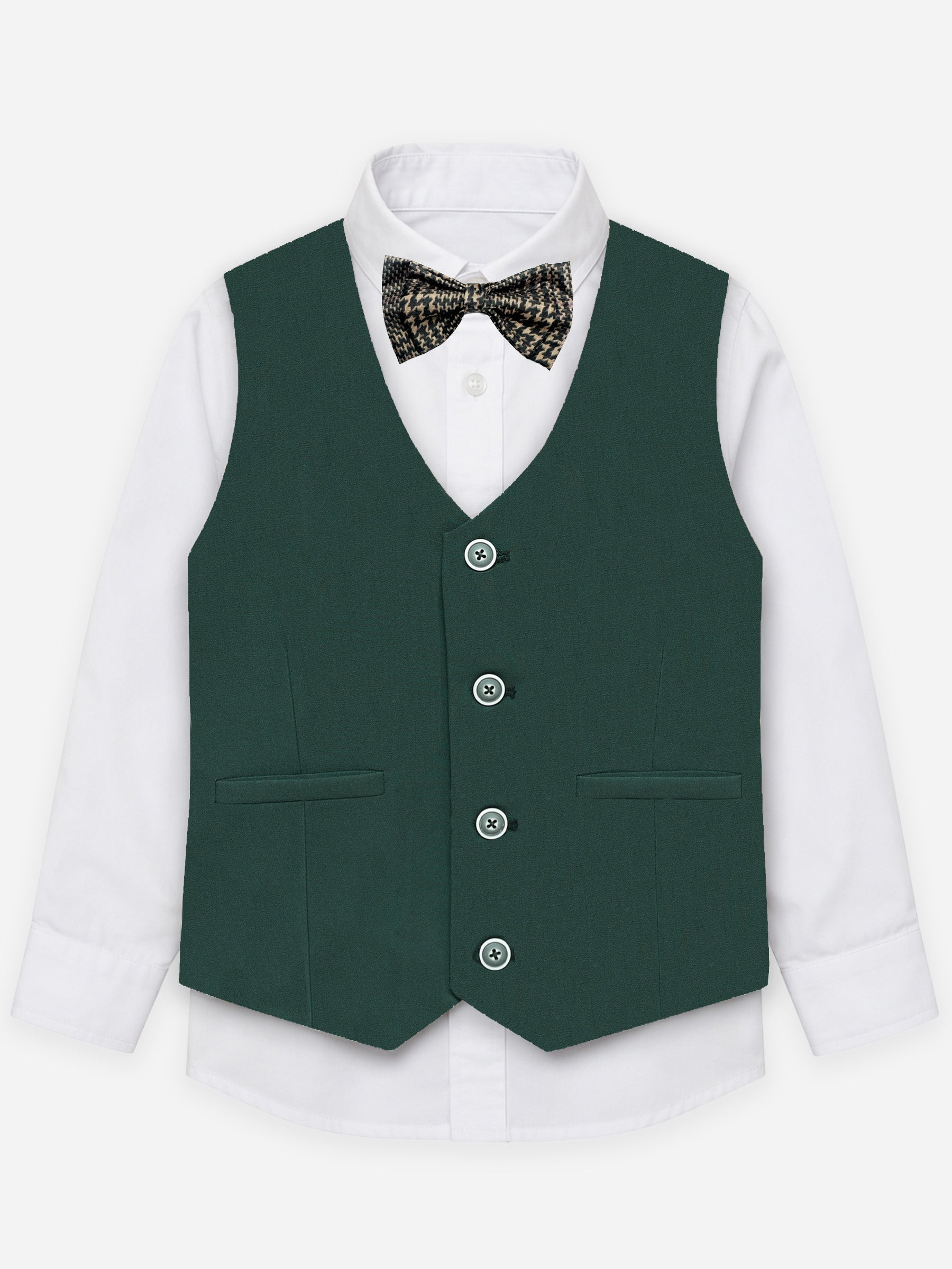 Green Formal Vest With Bow - Junior