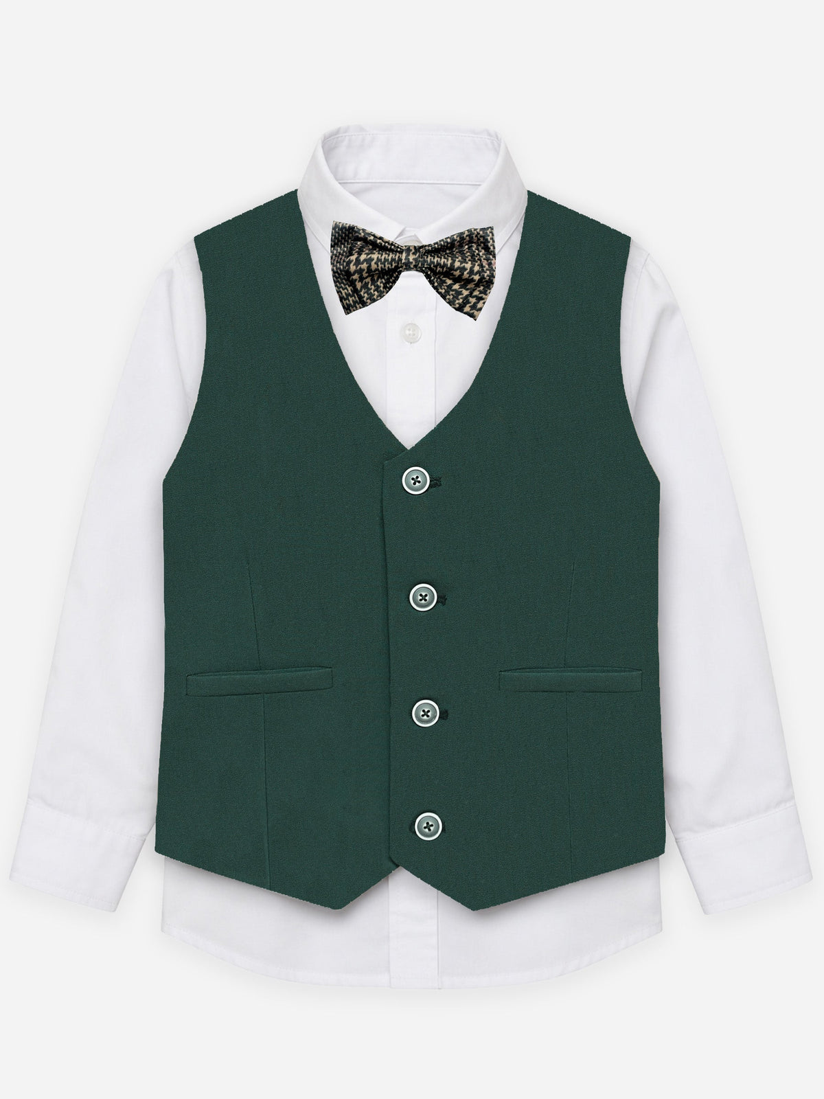 Green Formal Vest With Bow - Junior
