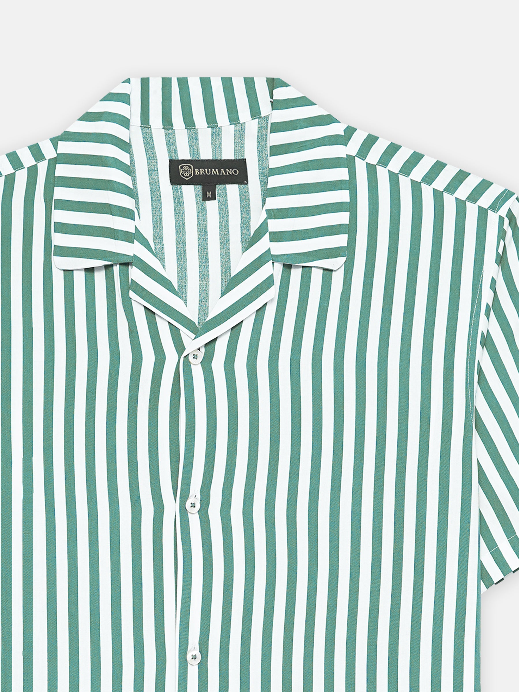 Green & Off-White Cuban Collar Shirt