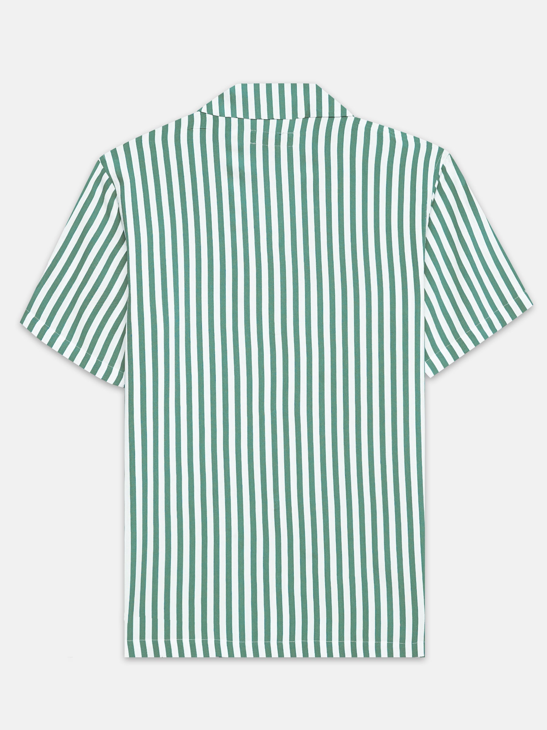 Green & Off-White Cuban Collar Shirt