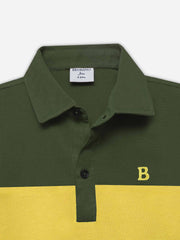 Green & Yellow Three Tone Casual Polo - Junior